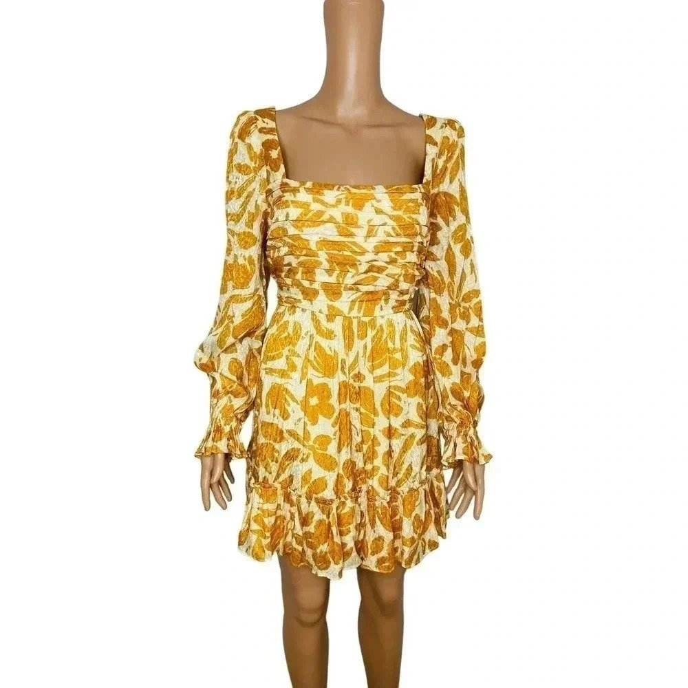 Saylor Fritz Mini Dress size L Long Sleeve Cottagecore